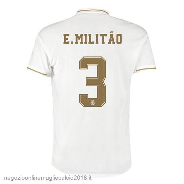 NO.3 E.Militão Home Online Maglie Calcio Real Madrid 2019/20 Bianco