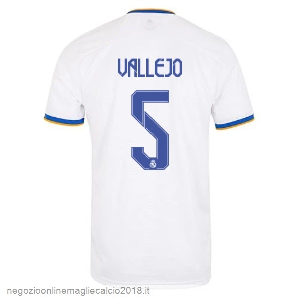 NO.5 Vallejo Home Online Maglia Real Madrid 2021/2022 Bianco